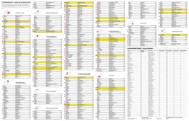 Carte détaillée indiquant l’emplacement et les coordonnées de la grande majorité des campings de Suisse
