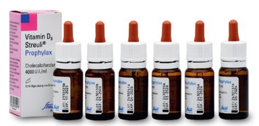 Swissmedic - Streuli Pharma AG rappelle préventivement Vitamine D3 Streuli Prophylax, solution buvable jusqu’au niveau du patient