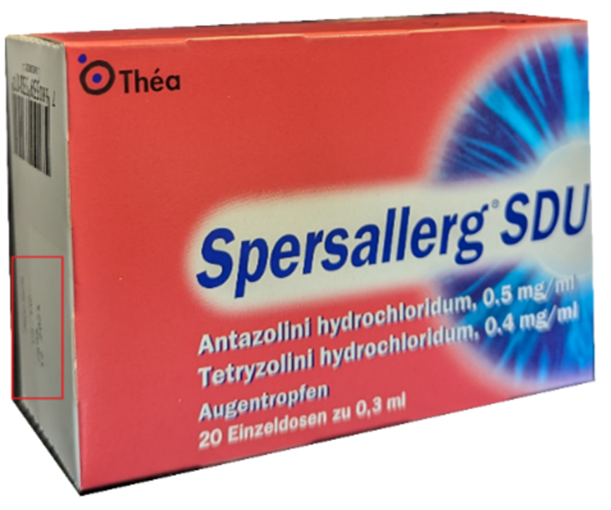 Thea Pharma S.A. rappelle préventivement le lot 5S28 de Spersallerg SDU, 20 monodoses x 0,3 ml jusqu’au niveau du patient