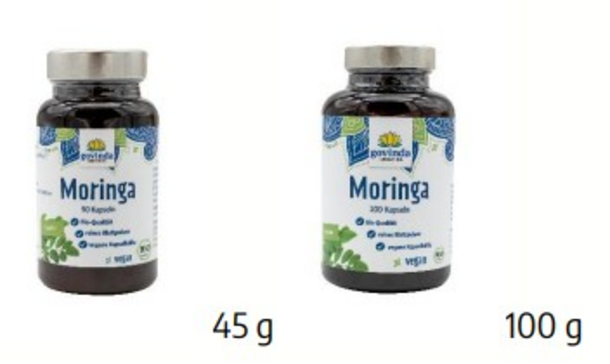 Mise en garde publique : présence de salmonelles dans des gélules de moringa bio de la marque Govinda