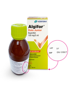 Swissmedic – Verfora SA rappelle préventivement le lot 50 de Algifor Junior, Suspension 200 ml et les lots 36 et 37 de Algifor Dolo Junior, Suspension 200ml jusqu’au niveau du patient.