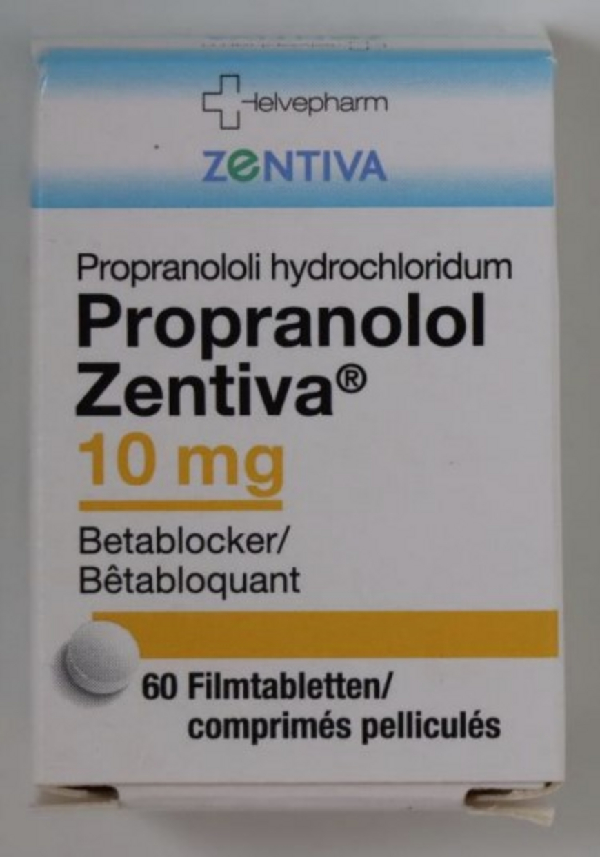 Helvepharm AG rappelle préventivement les lots 240080 (10mg) et 240067 (40mg) de Propranolol Zentiva, comprimés pelliculés jusqu’au niveau du patient.